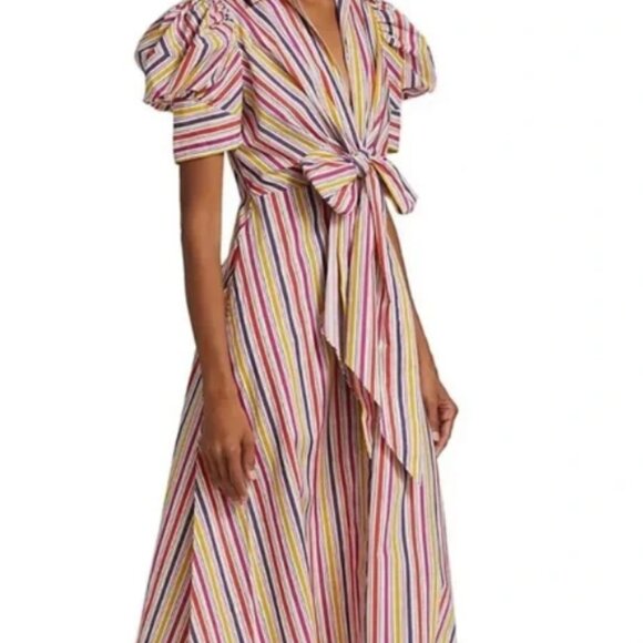 Silvia Tcherassi Roopal Midi-Dress Striped Size Large - Picture 2 of 13